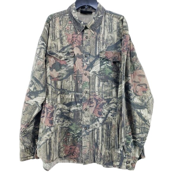 Mossy Oak Mens 2XL Vented Hunted Shirt Camouflage Long Sleeve Break Up Infinity - Picture 1 of 9